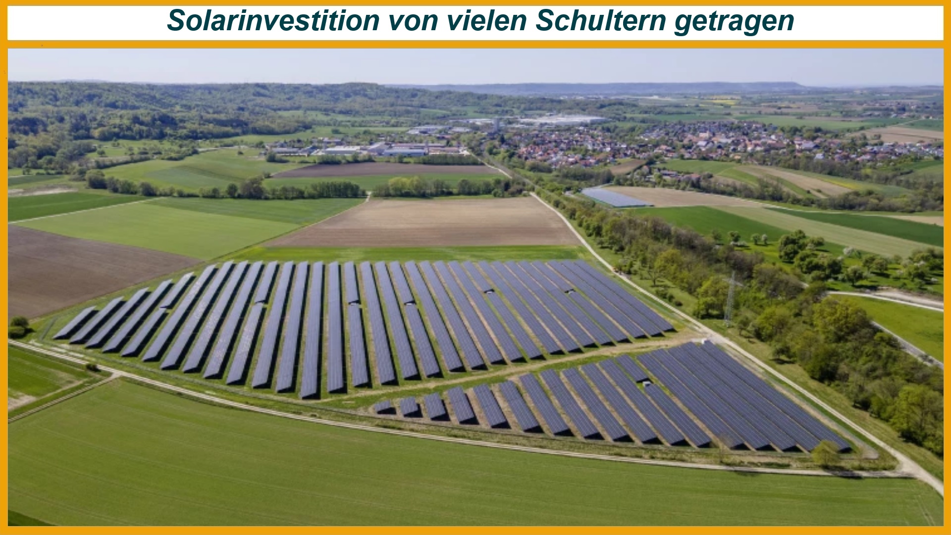 Luftbild der Photovoltaikanlage Steinäcker bei Schwäbisch Hall mit regionaler Bürgerbeteiligung