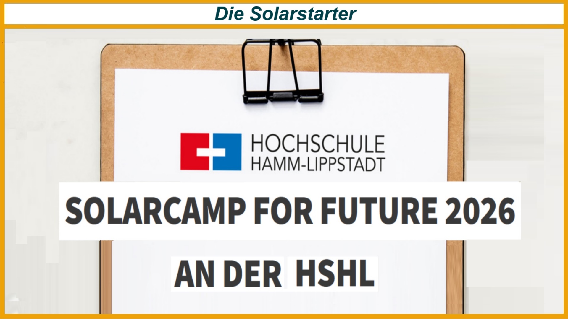 Logo des Solarcamp for Future 2026 an der Hochschule Hamm Lippstadt für Solarinteressierte.