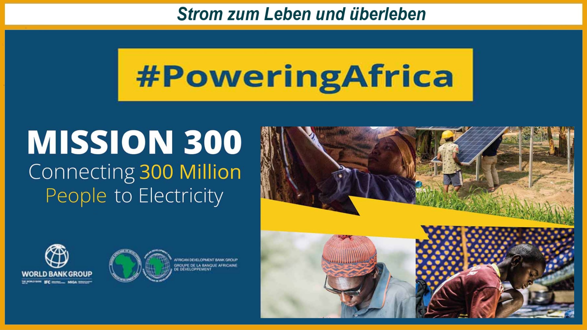 Menschen in Afrika profitieren durch Mission 300 von neuen Stromanschlüssen und dezentraler Solarenergie.
