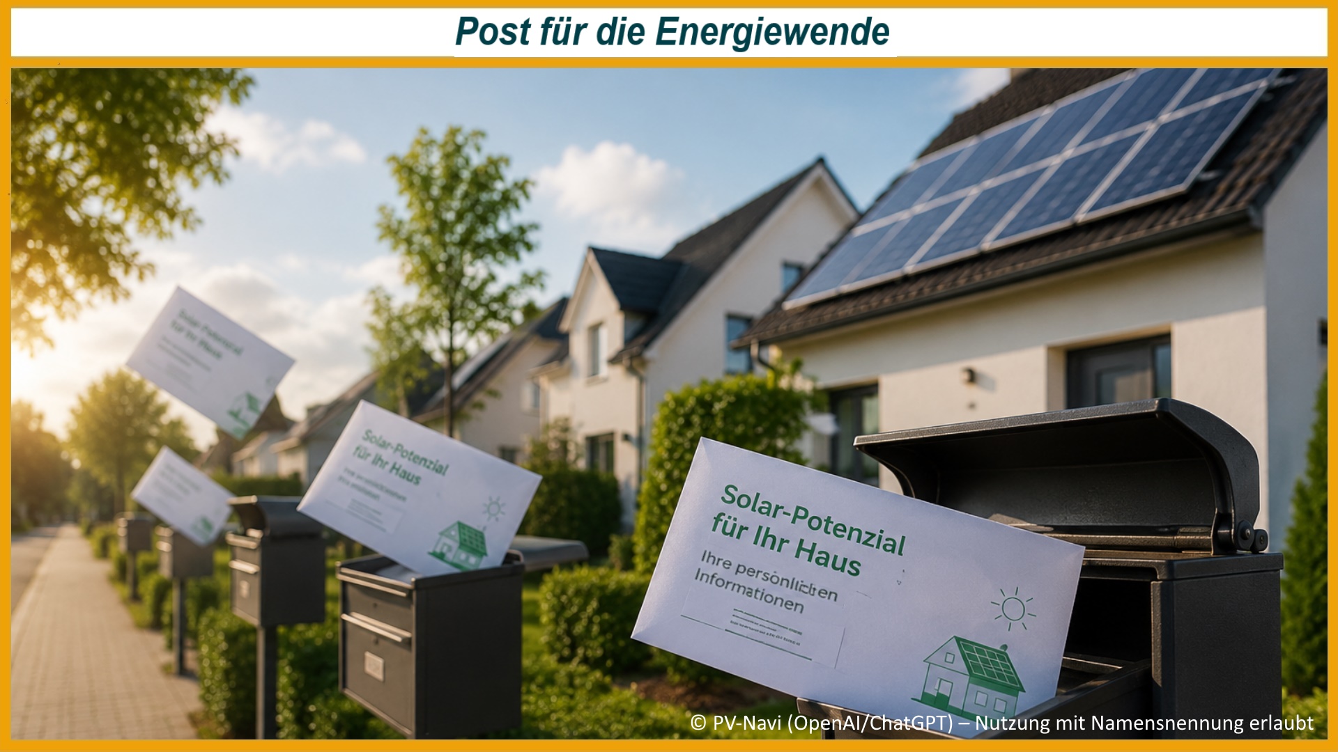 Informationsbriefe zur Photovoltaik erreichen Hauseigentümer und informieren über das Solarpotenzial ihres Daches.