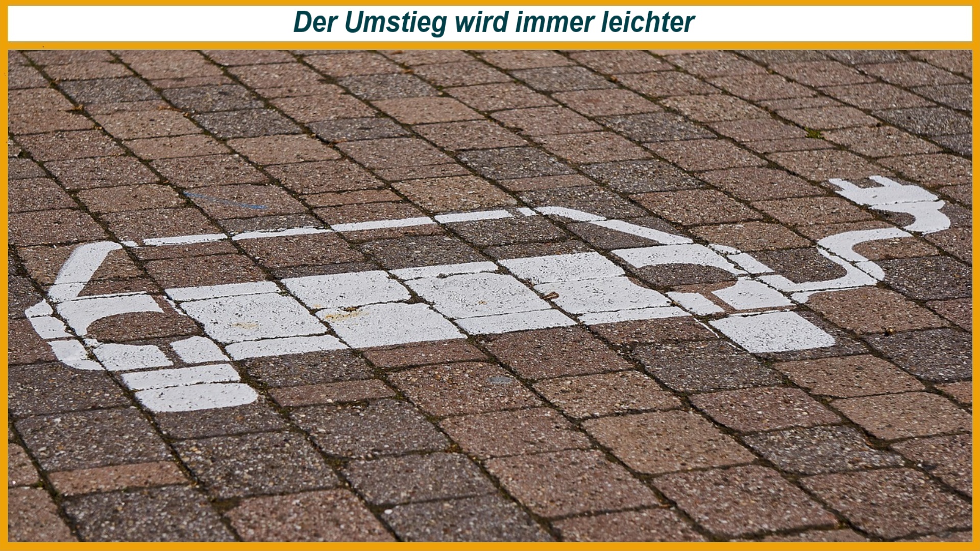 Parkplatz mit aufgemaltem Symbol für ein Elektroauto.