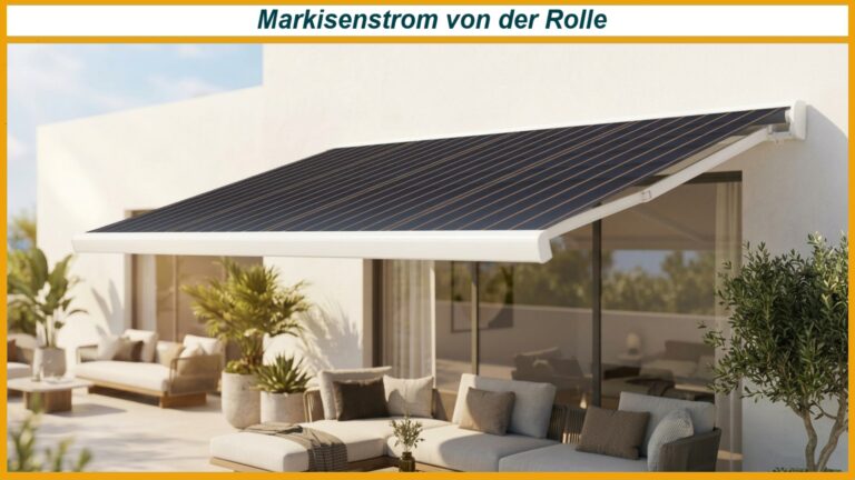 Die Solar-Markise verbindet Sonnenschutz und Photovoltaik. Während sie Schatten spendet, erzeugen die integrierten Solarzellen gleichzeitig Strom für den Eigenverbrauch.
