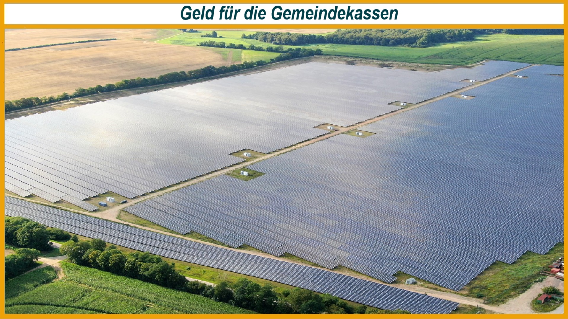Großer Solarpark als Symbol für den Ausbau der Freiflächen-Photovoltaik in Brandenburg. Über den sogenannten Solareuro profitieren auch die Standortkommunen finanziell von neuen Anlagen.