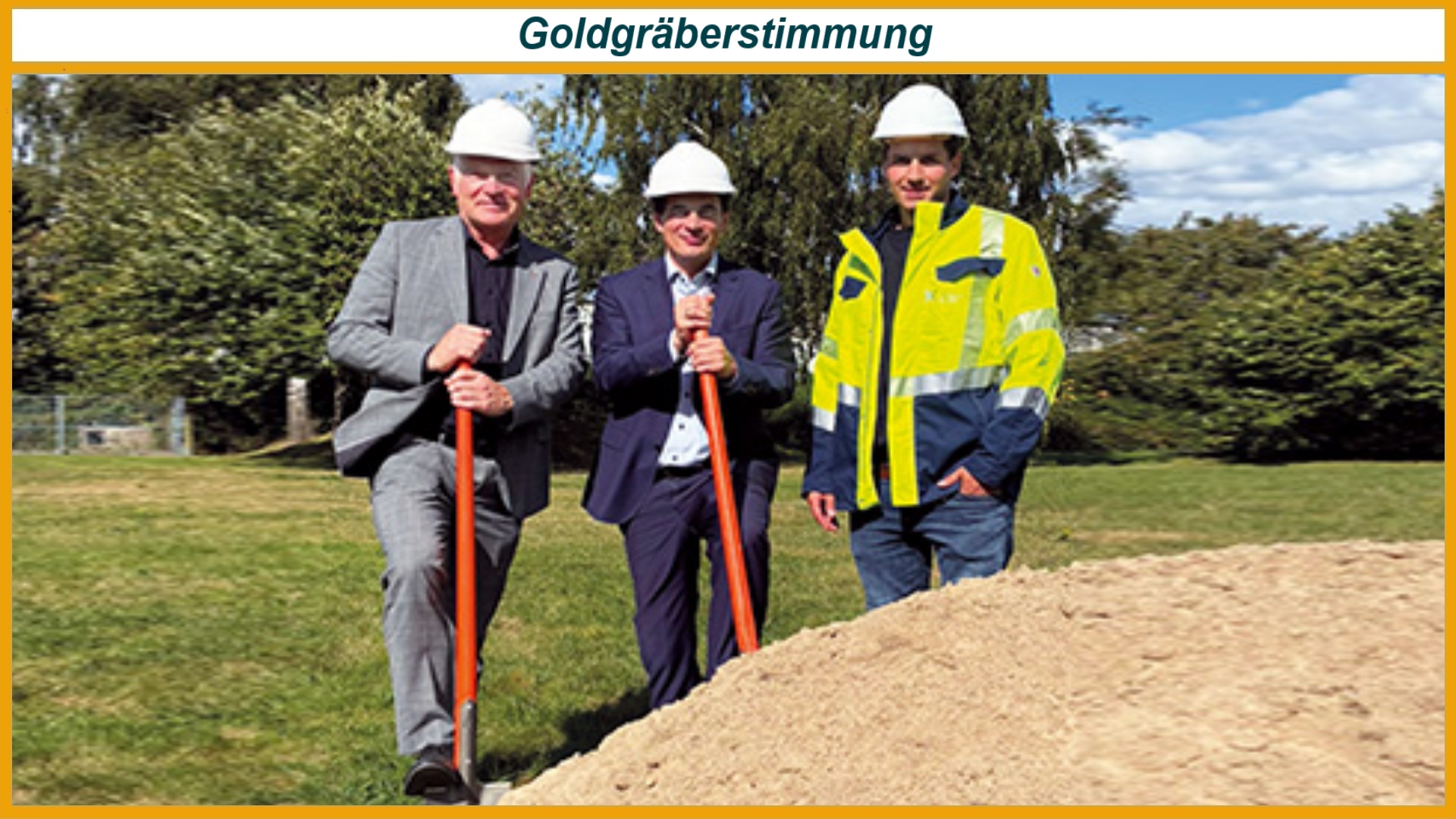 Vertreter der Stadtwerke Kempen beim Spatenstich für den neuen, mit Bürgerkapital finanzierten Batteriespeicher.