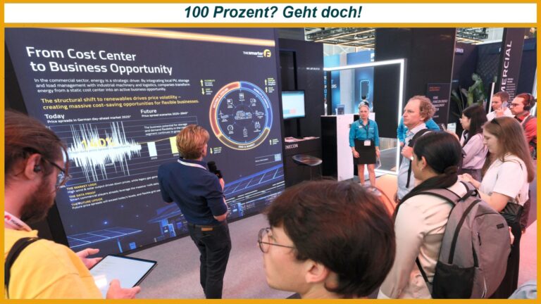 Symbolbild von The smarter E Europe zur vollständig erneuerbaren Energieversorgung durch vernetzte Energietechnologien.