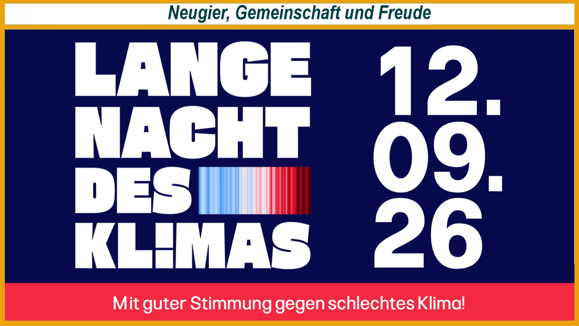 Logo der Langen Nacht des Klimas 2026 mit dem Motto „Mit guter Stimmung gegen schlechtes Klima“