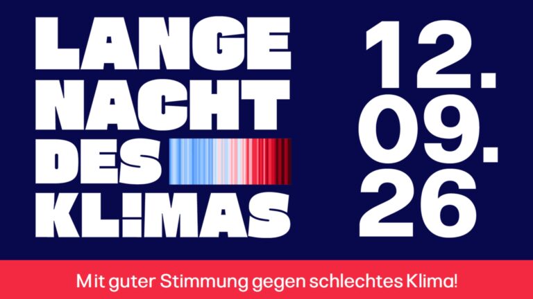 Logo der Langen Nacht des Klimas 2026 mit dem Motto „Mit guter Stimmung gegen schlechtes Klima“.