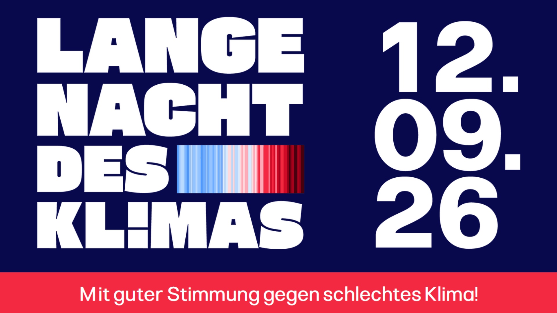 Logo der Langen Nacht des Klimas 2026 mit dem Motto „Mit guter Stimmung gegen schlechtes Klima“.